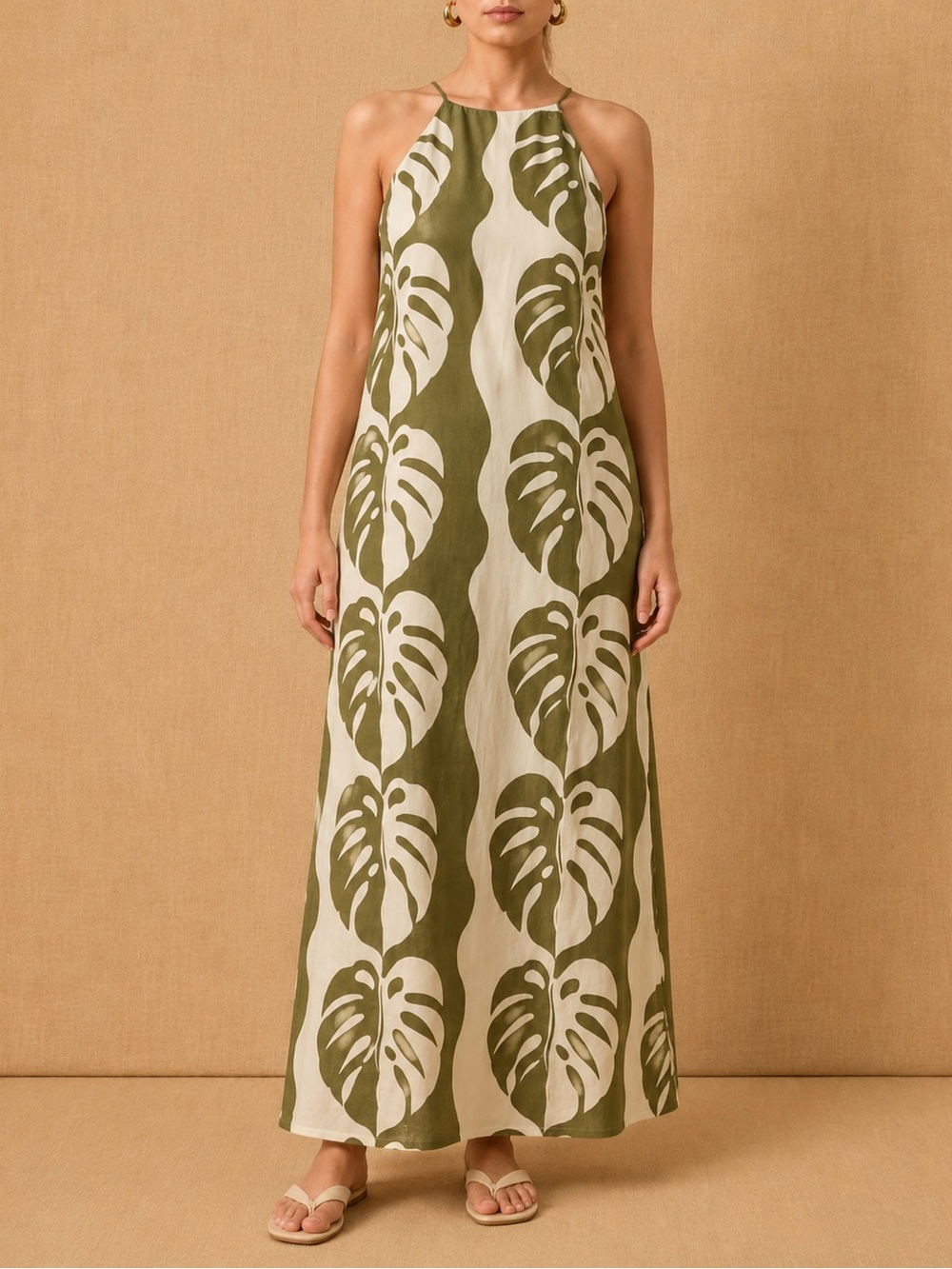 Mon Renn Midsummer Palm Maxi Dress - size small